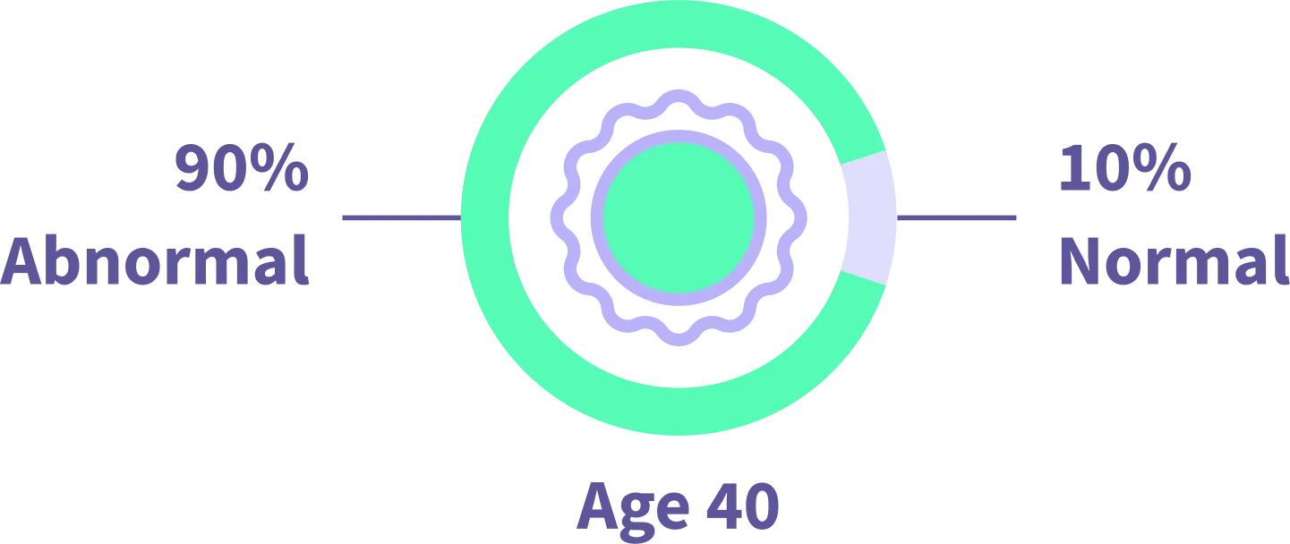 Normal vs abnormal quality of eggs at age 40.